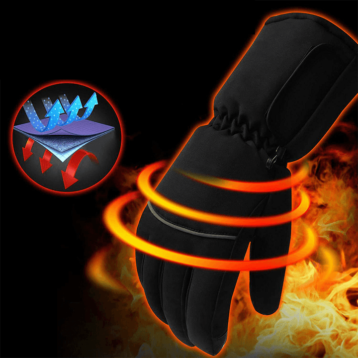 Unisex Touchscreen Battery Heated Windproof Warm Full-Finger Heating Gloves - MRSLM