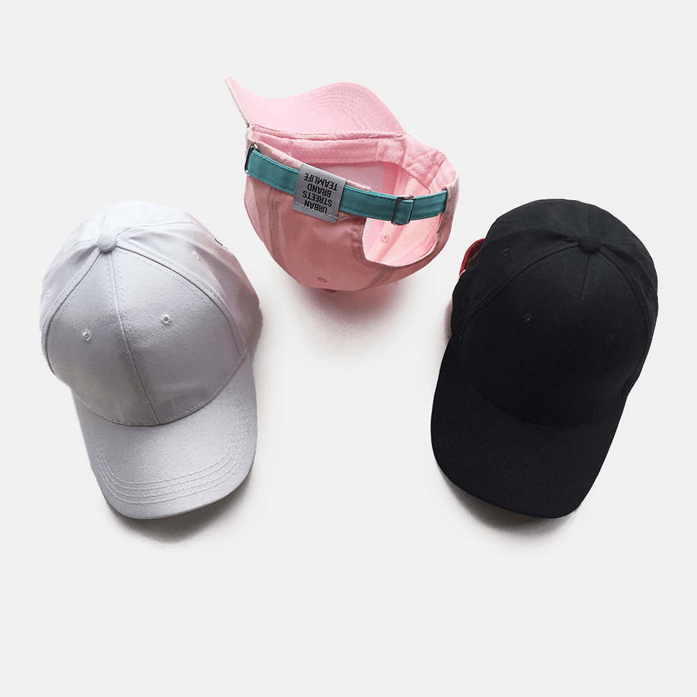 Unisex Letter Patch Curved Brim Baseball Cap Summer Different Color Adjustment Belt Sunshade Hat - MRSLM