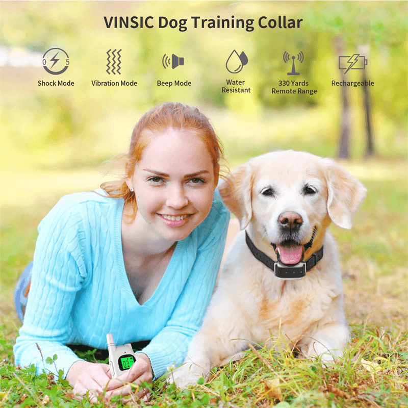 Waterproof Dogs Training Collar 3 Mode for Training Electric Shock Vibration Beep Mode Adjustable Strap Collar See Your Dogs at Night - MRSLM