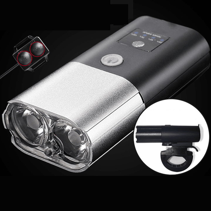 BIKIGHT 4000Mah Dual T6 Beads 3-In-1 Bike Headlight Rechargeable Horn Light Portable Waterproof Outdoor Cycling Bike Headlight - MRSLM