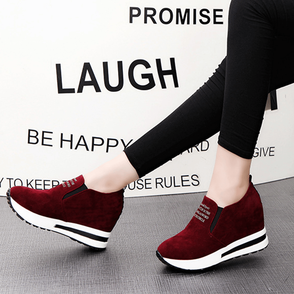 Women Casual Shoes Thick Bottom Hidden Heel Sneakers - MRSLM