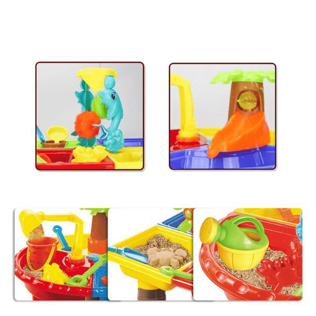 Children Sand Water Table Set Outdoor Beach Play Toys Sand Kids Bucket Shovel Chair Sand Pit Table - MRSLM