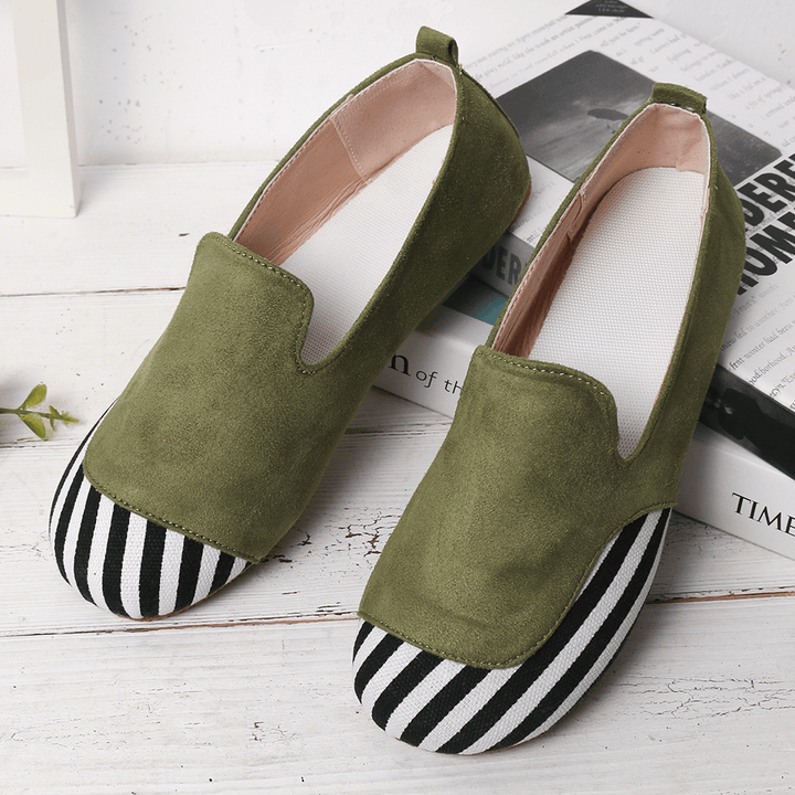 Women Casual Suede Stitching Slip on Flats - MRSLM