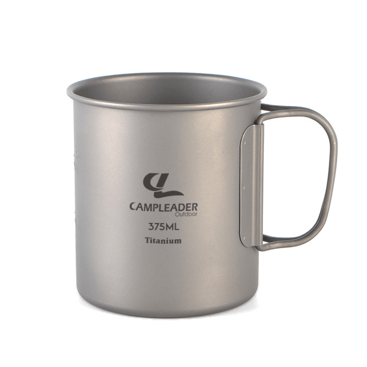 Campleader 375Ml Folding Cup Titanium Portable Drinking Water Mug Outdoor Camping Picnic BBQ Tableware - MRSLM