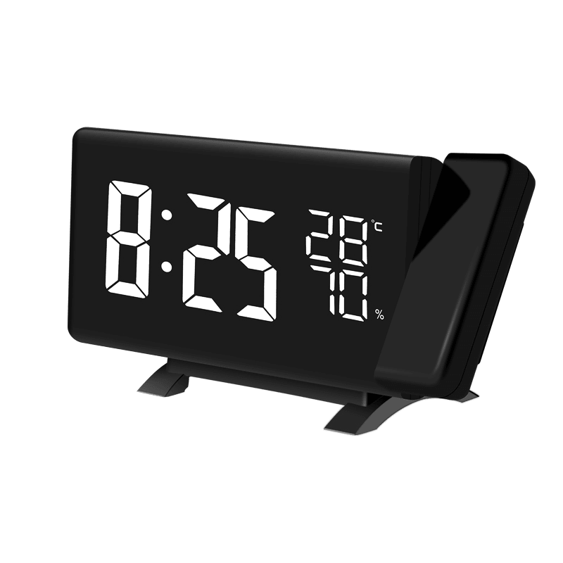 TS-5210 Thermometer Hygrometer Digital Clock 3 Color Projection LED Switch Display Time Clock Temperature Humidity FM Radio - MRSLM