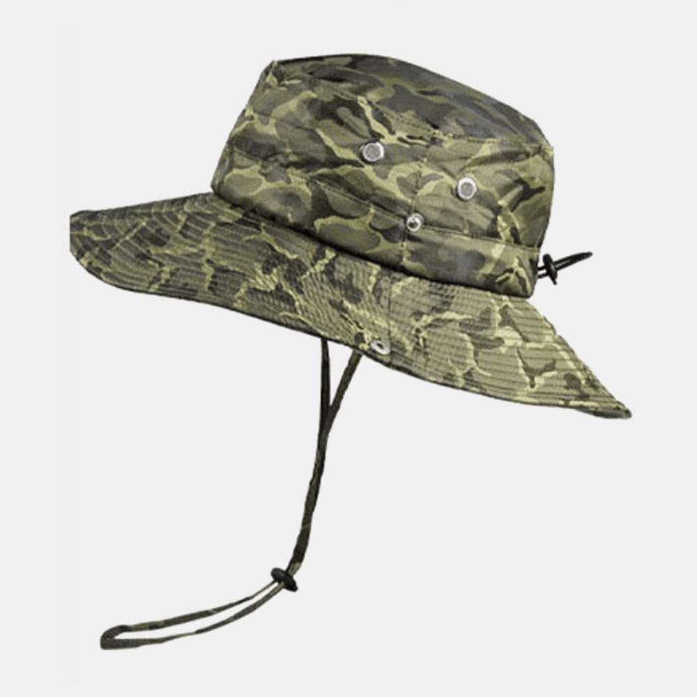 Men Camouflage 360 Degree Protection Wide Brim Outdoor Fishing Climbing UV Protection Waterproof Breathable Bucket Hat - MRSLM