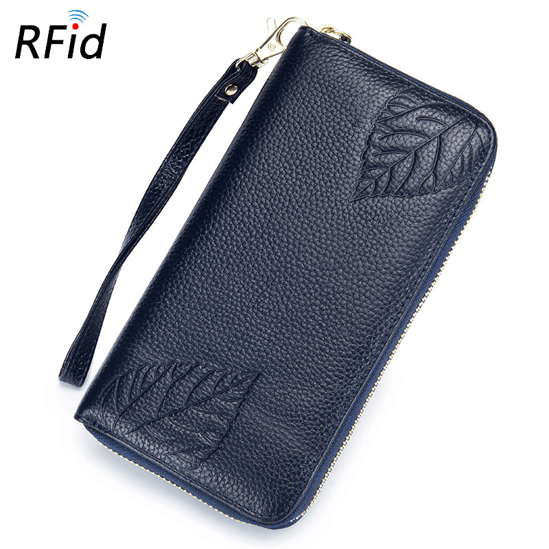 RFID Genuine Leather 6Inch Phone Bag Long Wallet - MRSLM