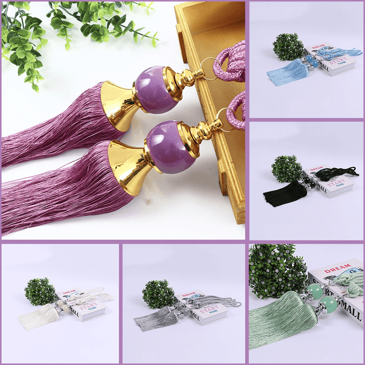 Tassel Curtain Tiebacks Fringe Curtain Tie Backs Room Decor Light Polyester Bead - MRSLM