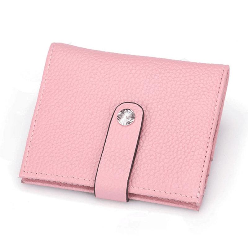 Women Hasp Short Wallets Genuine Leather Purse Card Holder Coin Bags - MRSLM