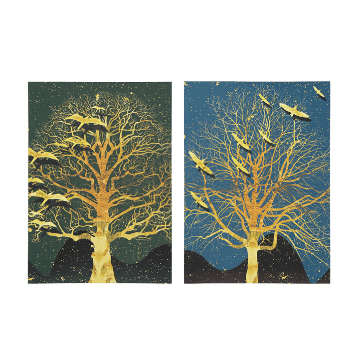 2Pcs Modern Tree Canvas Print Paintings Wall Art Unframed Picture Home Decor - MRSLM