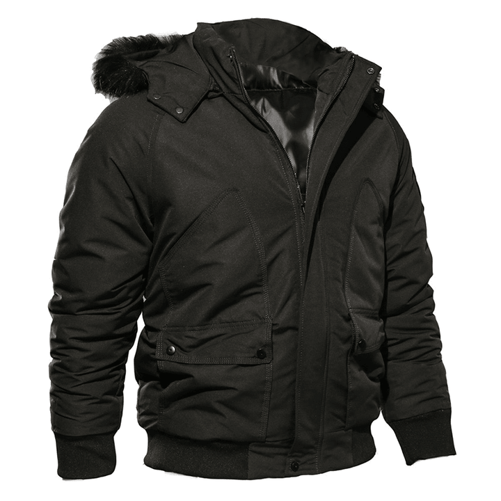 Mens Winter Thick Big Pocket Windproof Outdoor Hooded Jacket - MRSLM