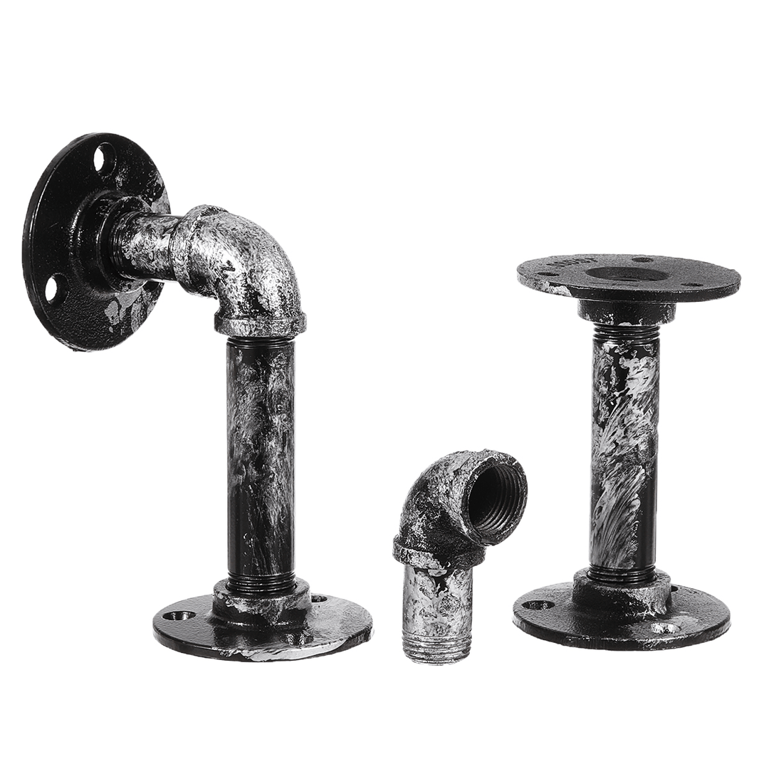 2Pcs Industrial Steel Pipe Shelf Bracket DIY Rustic Heavy Duty Decor Shelves - MRSLM