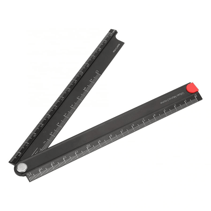 0-300Mm Portable Angle Ruler Aluminum Alloy Rulers Folding Aluminum Alloy Ruler Simple 90 Degree Folding Metal Stationery Ruler - MRSLM