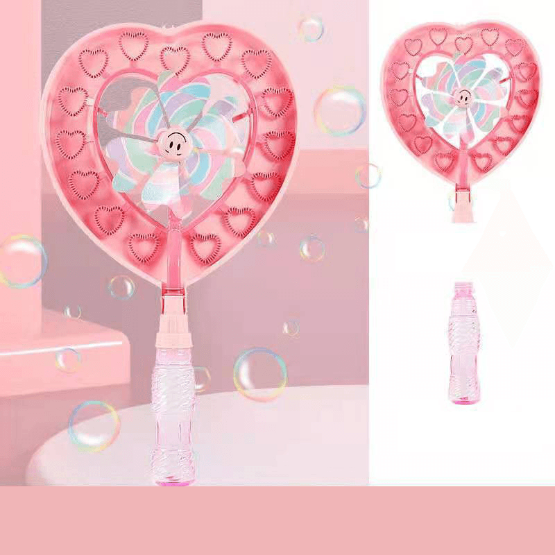 Girly Heart Bubble Wand Five Hole Multi Bubble Heart-Shaped Pinwheel Bubble Wand - MRSLM