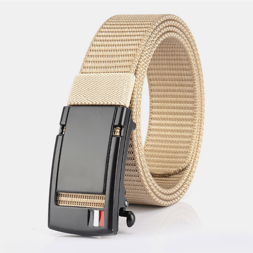 Men Nylon 120CM Holeless Automatic Buckle Alloy Universal Outdoor Casual Belt - MRSLM