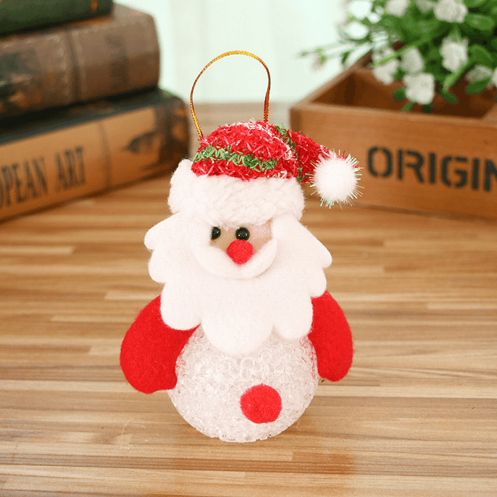 10*12CM Lovely Christmas Luminous Pendant Dolls Santa Claus/Snowman/Bear/Elk Christmas Home Decoration - MRSLM