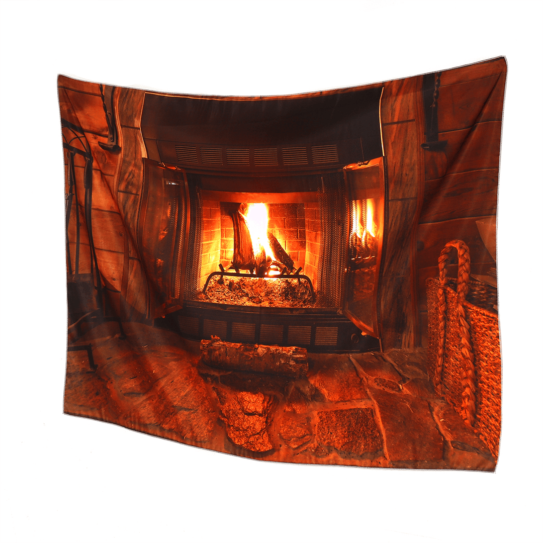 Polyester Wall Hanging Tapestry Art Home Decor Fireplace Pattern Blankets for Home Bedroom Porch Hangings - MRSLM