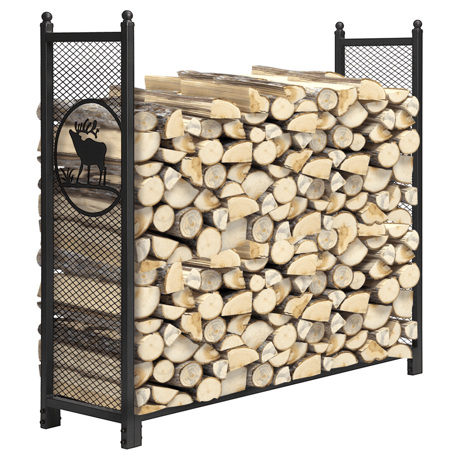 Kingso 4 Inch Duty Steel Firewood Log Rack Wood Storage Holder Outdoor Camping Travel Wooden Racks - MRSLM