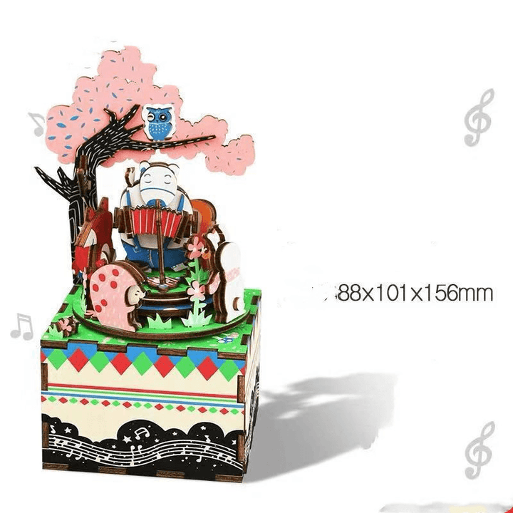 Ruodang Music Box 3D Wooden Puzzle Diy Enlightening Boys and Girls 3D Puzzle Gift Wholesale Customization - MRSLM