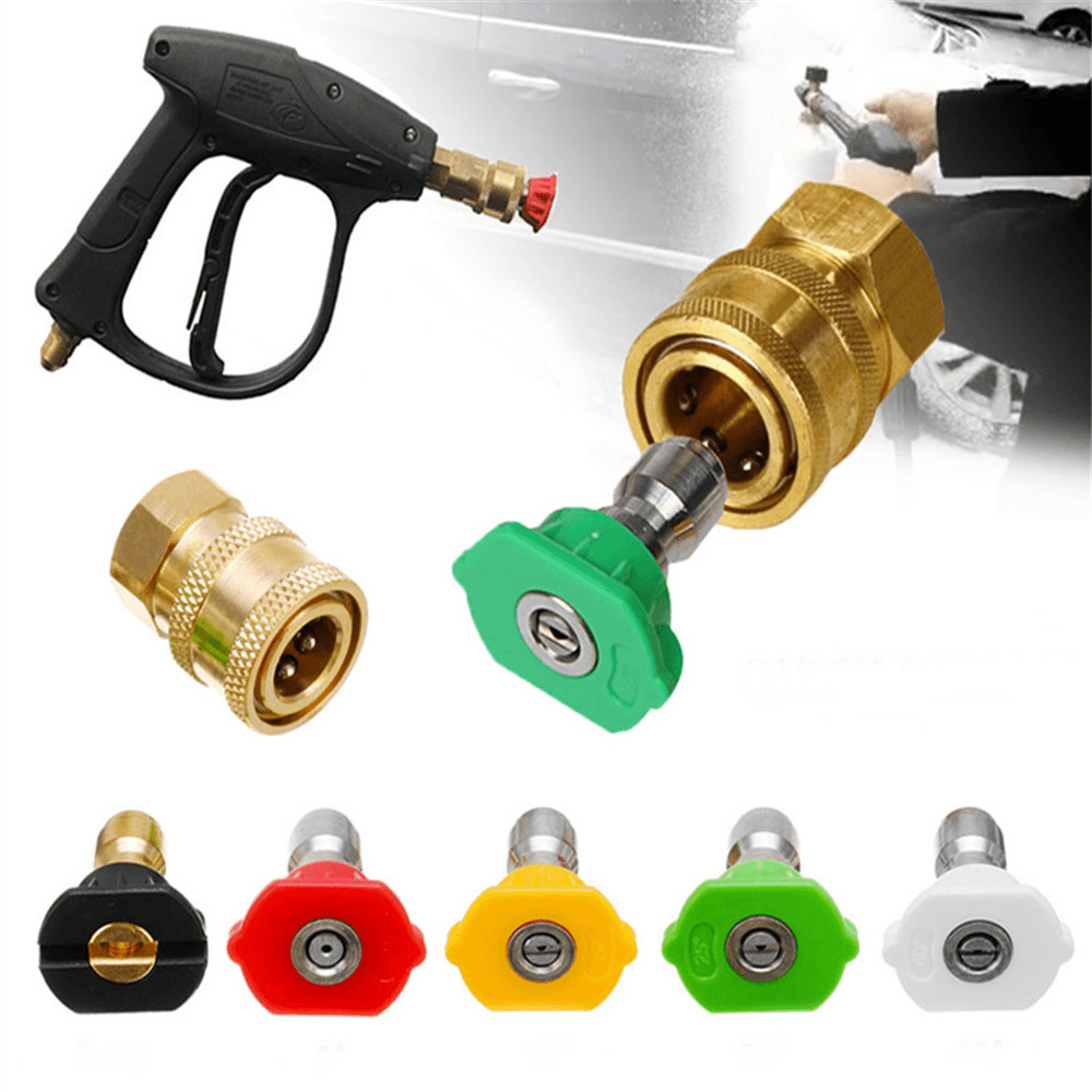 0 15 25 40 Degree Soap Quick Release Connect Jet Power Wash Spray Nozzle Tip Set - MRSLM