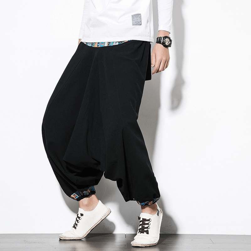 Men'S Trousers Ethnic Style Retro Nepalese Suspender Pants Men'S Wide - MRSLM