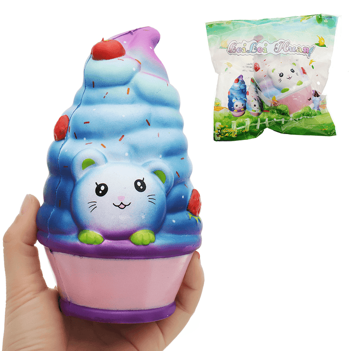 Leilei Cat Ice Cream Squishy 12CM Slow Rising with Packaging Collection Gift Soft Toy - MRSLM