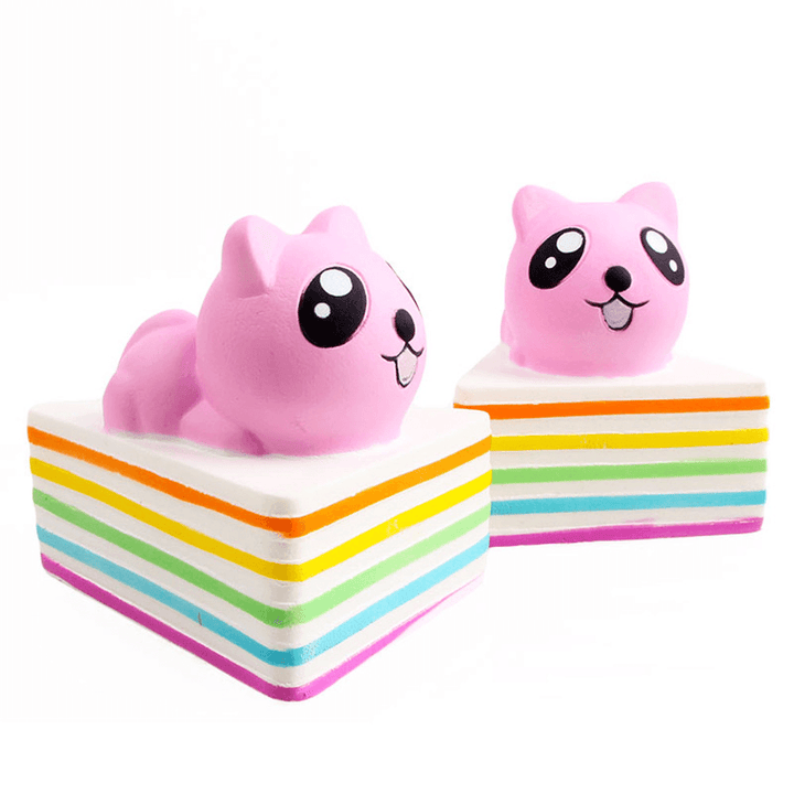 Sanqi Elan Triangle Rainbow Cat Squishy 13*10*10.5CM Licensed Slow Rising with Packaging Collection Gift - MRSLM