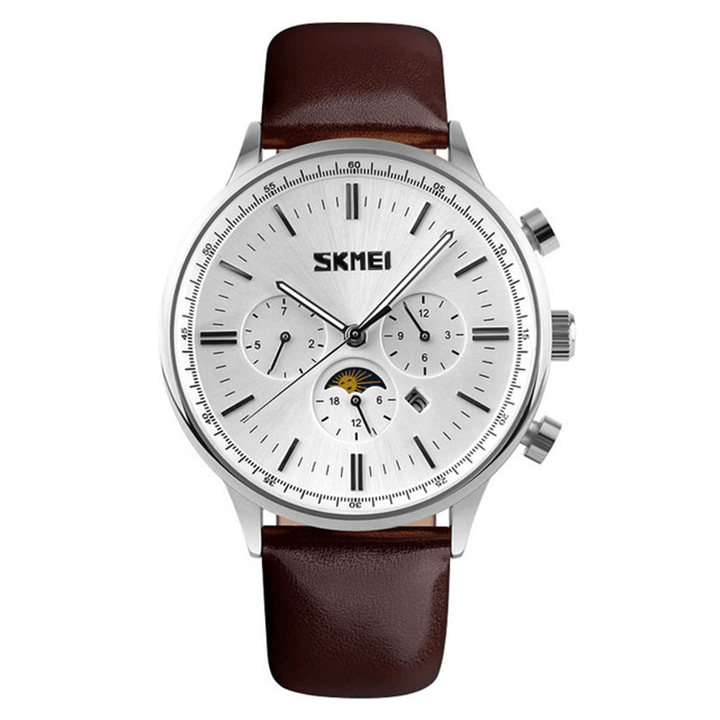 SKMEI 9117 Business Style Waterproof Men Wrist Watch Leather Strap Quartz Watches - MRSLM