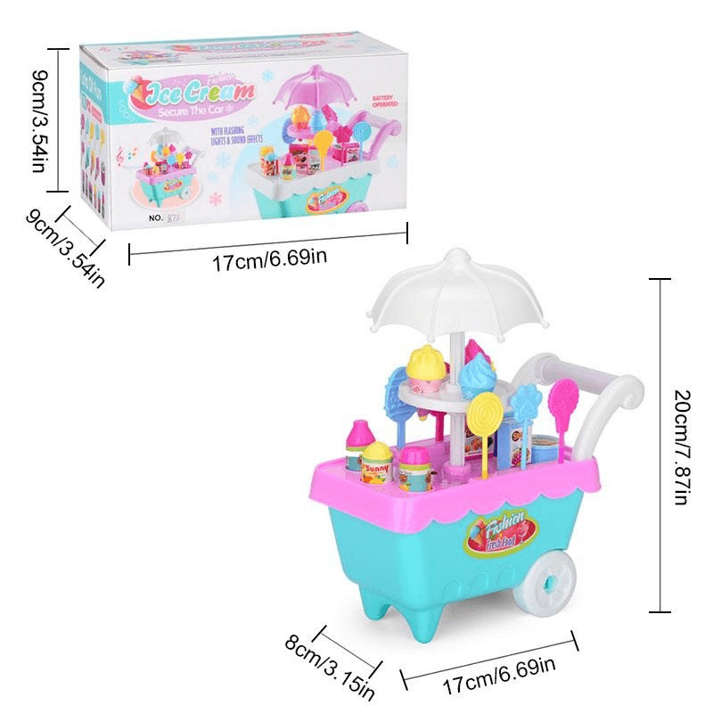 19 PCS Mini Candy Cart Detachable Ice Cream Shop Cart DIY Decoration Toys - MRSLM