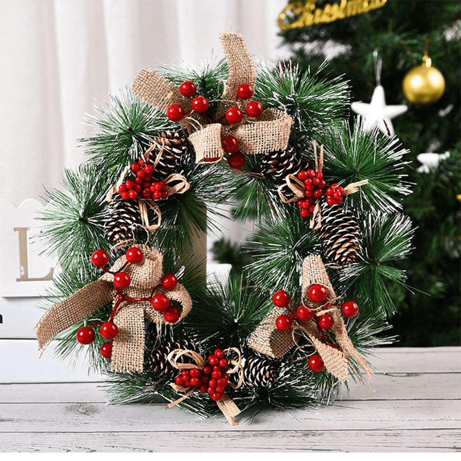 32Cm Christmas Wreath Handmade Pendant Garland Shopping Mall for 2020 Christmas Home Decor Tree Door Decoration Wreath - MRSLM