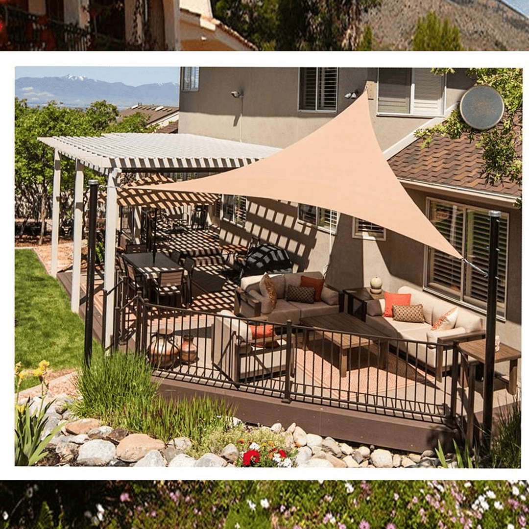 Triangle Outdoor Shade Sail Patio Suncreen Awning Garden Sun Canopy 98% UV Block - MRSLM