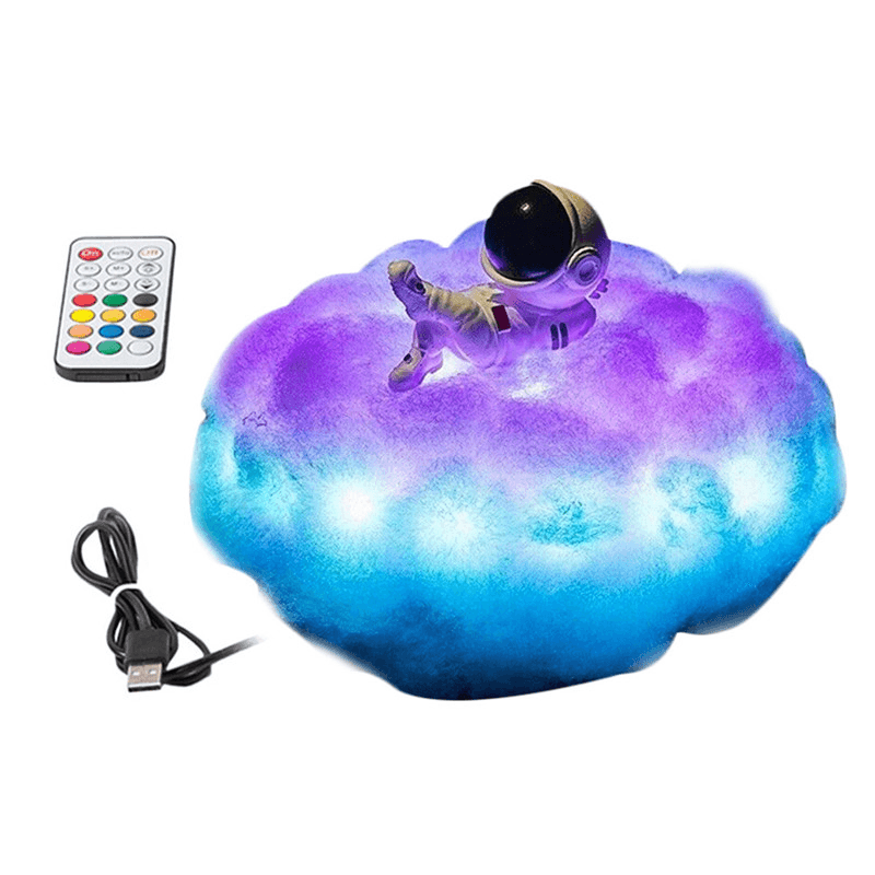 5W Clouds Astronaut Lamp USB Night Light Dimmable LED 3D Remote Control 12 Colour - MRSLM