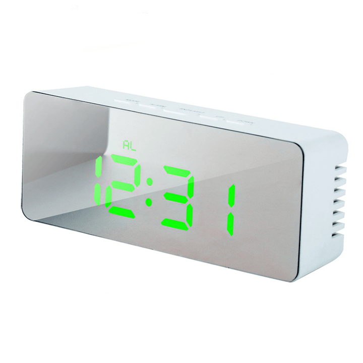 HC-29 USB Charging Digital Mirror Cube LED Night Mode Snooze Function Thermometer Alarm Clock - MRSLM