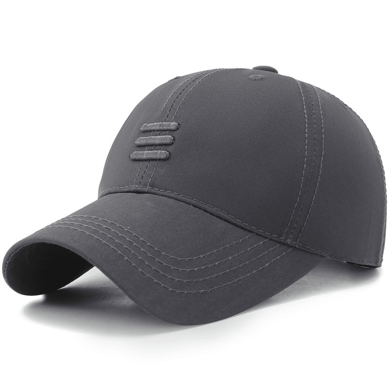 Embroidered Three-Bar Baseball Cap with Curved Brim Cap - MRSLM