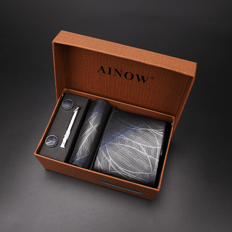 Men'S Ties and Pocket Square Cufflinks Tie Clip Set - MRSLM