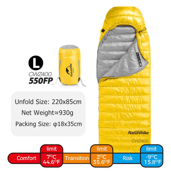 Naturehike 550FP Sleeping Bag Winter Folding Portable Lightweight Goose down Sleeping Mat Quilts Camping Travel - MRSLM