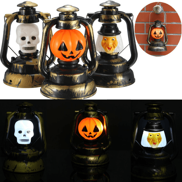 Halloween Pumpkin Skull Witch Lantern Lamp with Light Laughter - MRSLM