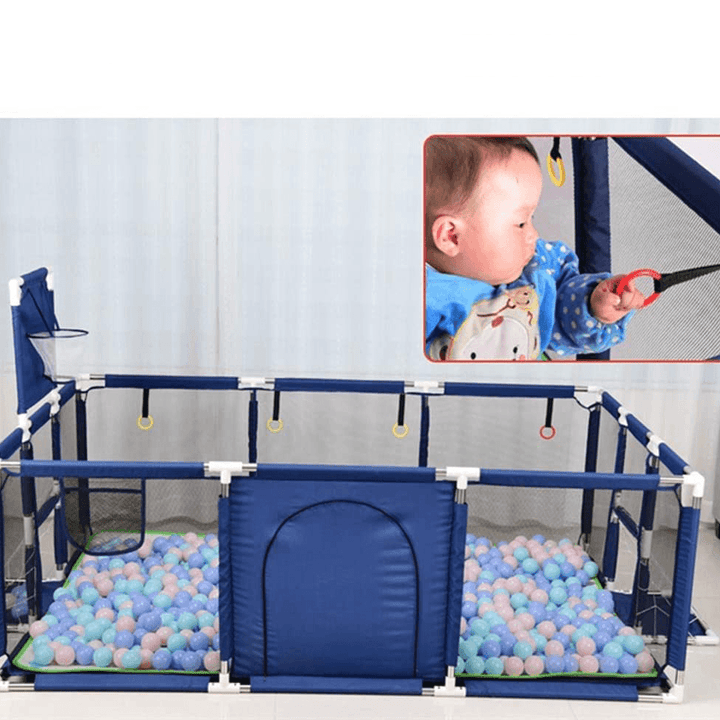 190X129Cm 3 in 1 Baby Playpen Interactive Safety Gate Children Play Yards Tent Basketball Court - MRSLM