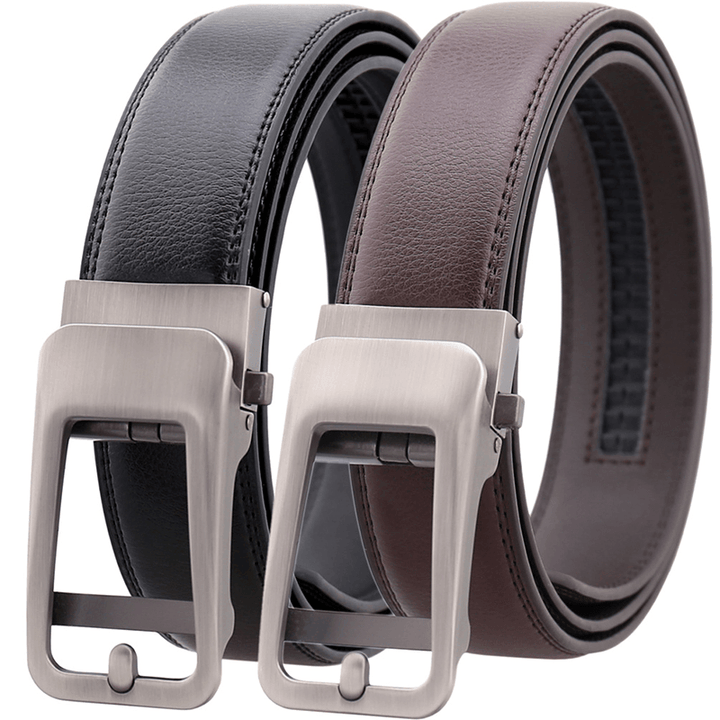 125CM Men'S Cowhide Automatic Buckle Belt Leather Waistband - MRSLM