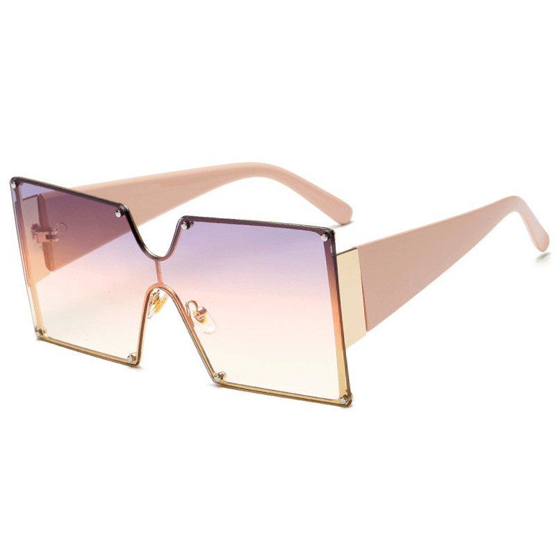 Fashion Metal Ladies Big Frame Rimless Sunglasses Sunglasses - MRSLM