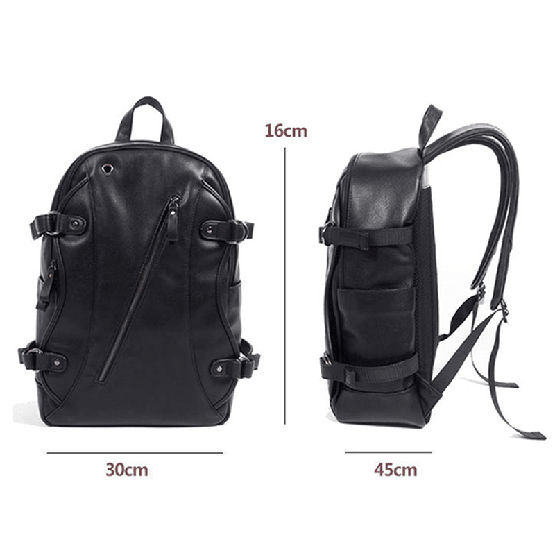 MK Men Faux Leather Fashion Leisure Backpack USB Charging Travel Bag - MRSLM