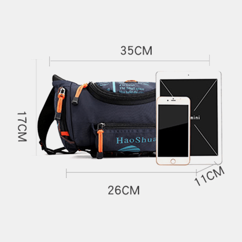 Men Waterproof Outdoor Headphone Plug Crossbody Bag Chest Bag Sling Bag - MRSLM