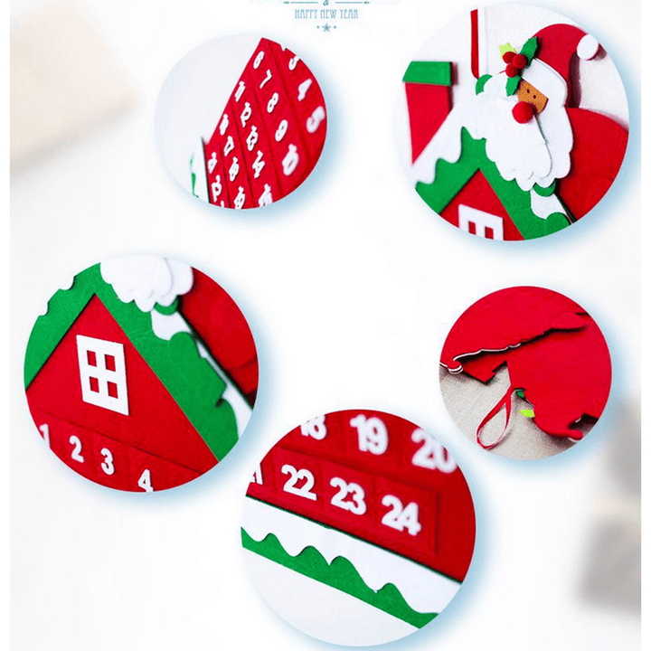 Christmas Tree Advent Calendar Felt Fabric Holiday Countdown Christmas Display Decor - MRSLM