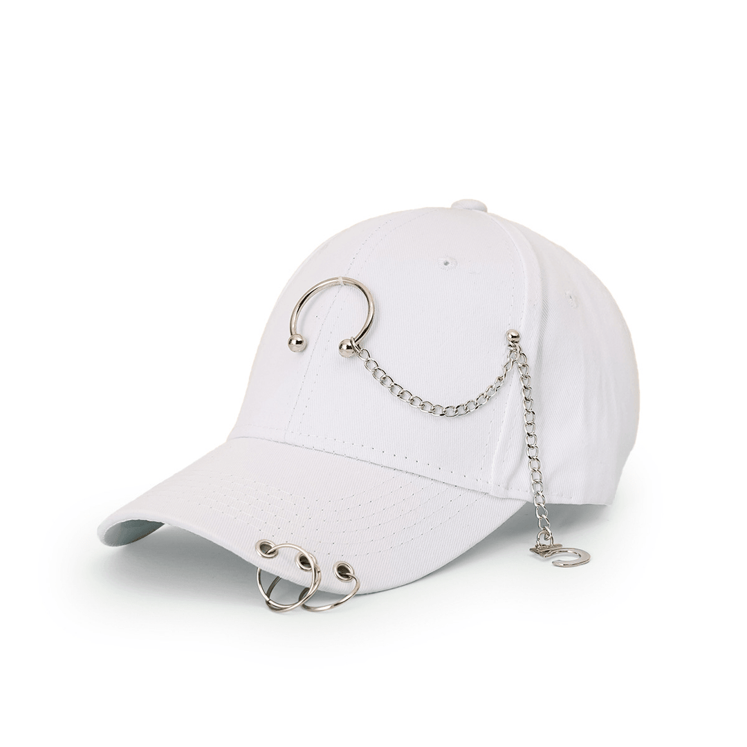 Wide-Brimmed Baseball Hat with Chain Hoop - MRSLM