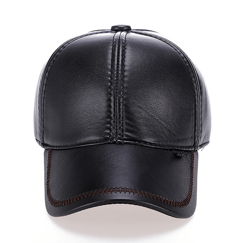 Ens Adjustable Earmuffs Artificial Leather Baseball Cap - MRSLM