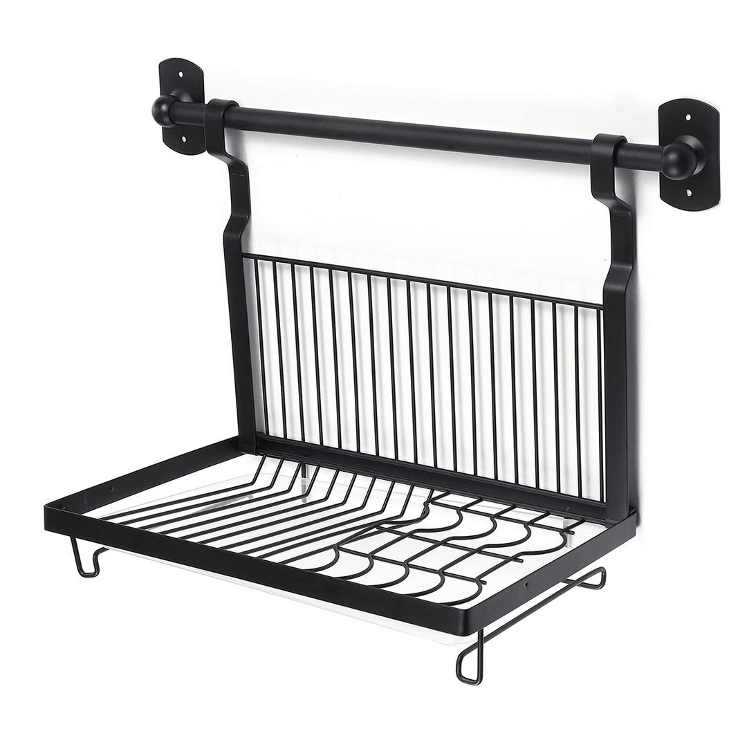 Wall-Mounted Rack Black Stainless Steel Kitchen Shelf Pot Cover Shelf Cover Storage Rack - MRSLM