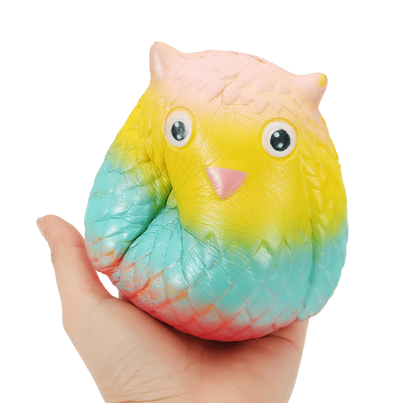 Jumbo Squishy Rainbow Owl 12Cm Soft Slow Rising Toy with Original Packing - MRSLM