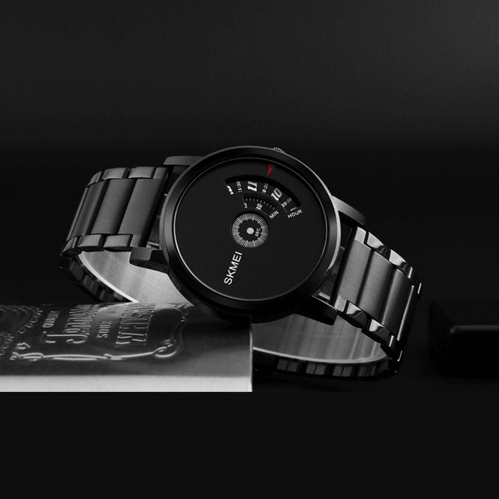 SKMEI Fashion Luminous Display Week Month Display Stainless Steel Strap Waterproof Men Quartz Watch - MRSLM