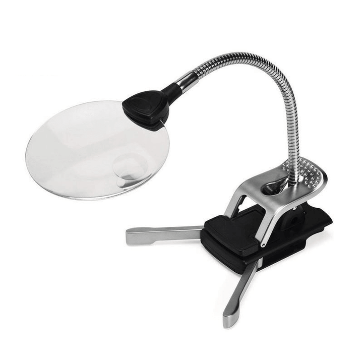 2.5X 8X Desk Reading Lamp Clamp Folding LED Lighted Magnifier Loupe Desktop Magnifying Glass with Wireless Magnifier - MRSLM