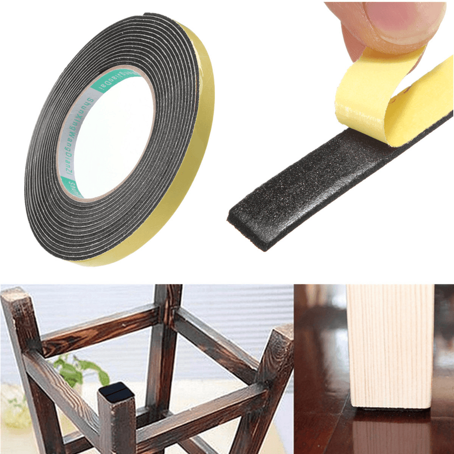 Safety Black Single Sided Adhesive Foam Cushion Tape Closed Cell 5M X 2Mm X 10Mm - MRSLM